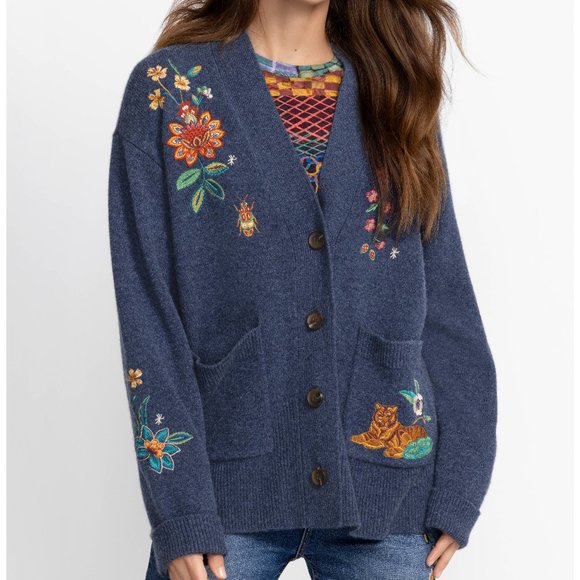 NWT Johnny Was Biya JW Workshop Griffin Cardigan Duster Knit Jacket Embroidery - Picture 1 of 11